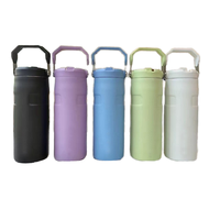 Thermos moderne en acier inoxydable, tasse à vide de 16 oz, grande capacité, portable, pour les voyages, avec poignée, bouilloire de sport