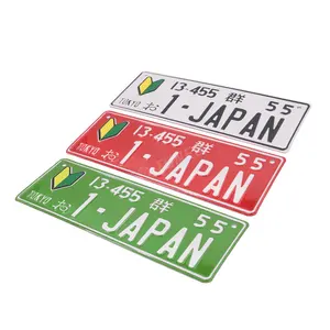 JDM Porte-Licence Réfléchissant en Aluminium Tag Racing Décoration Mini Cadre de Plaque d'Immatriculation Japonais Universel pour Honda Toyota Subaru