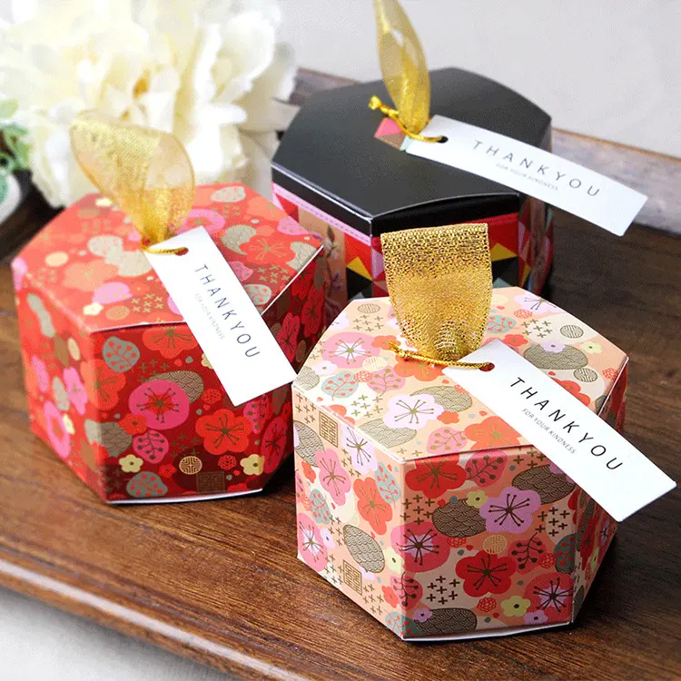 Scatole di bomboniere rotonde scatole di nozze scatole di caramelle regalo di cioccolato fantasia esagonale per la decorazione di compleanno di nozze