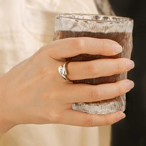 Adjustable Open Teardrop <b>Ring</b> | 18K PVD Gold Stainless Steel Sculptural <b>Statement</b> <b>Ring</b> for Women | Waterproof & Hypoallergenic - Product Image 3