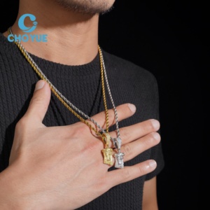 Colgantes de Cabeza de Jesús Pequeños de Plata de Ley 925 de Alta Calidad, Colección de Joyería Hip Hop con Incrustaciones de Diamantes, Unisex, Certificado GRA - Product Image 4