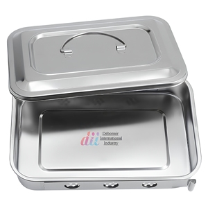 Boîte à instruments dentaires professionnels en acier inoxydable avec couvercle et poignée encastrée – Meilleur fournisseur en gros - Product Image 1