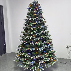 Sapin de Noël d'intérieur de 2,4 mètres, grand et épais, avec LED multicolores pré-éclairées, double couleur, en PE, entièrement en PE, rotatif - Product Image 2