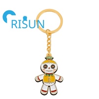 Porte-clés en émail personnalisé en gros, thème Halloween effrayant, squelette voodoo, porte-clés en métal, poupée voodoo, cœur rouge, porte-clés en émail anime