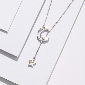 Moonlit Shooting Star Necklace Stainless Steel Moon Pendant Clavicle Chain For Women Gift Autumn Winter Jewelry - Product Image 1