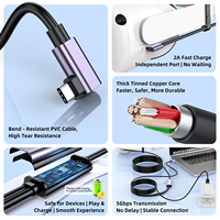 Câble de liaison VR USB a vers type C 90 degrés à angle droit-Câble haute vitesse USB 3.2 Gen 1 pour casque VR Oculus Quest 1/Quest 2