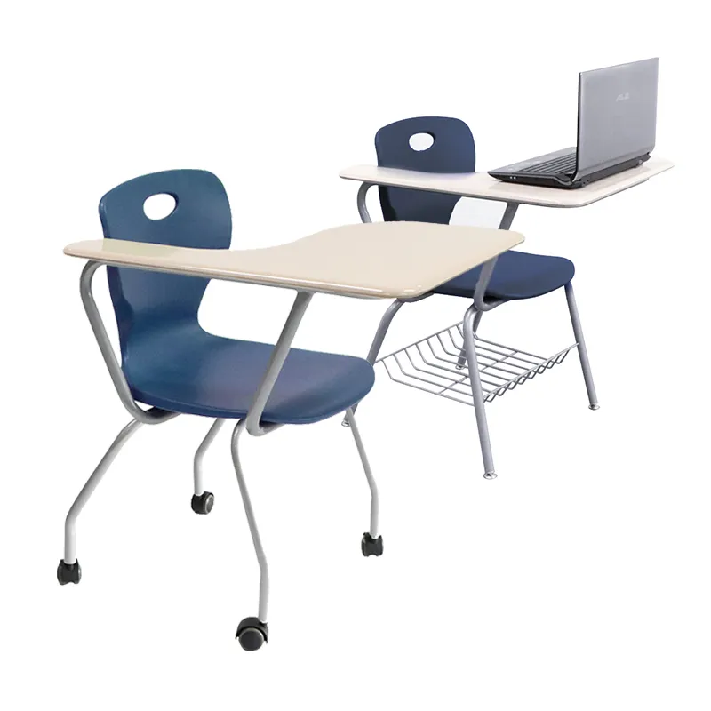 Hot Items Seminar Training Room Plastic Collage Fixed Study Chair with Large Writing Pad Table