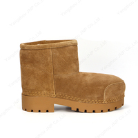Sepatu Bot Musim Dingin Wanita dari Kulit Suede Sapi dengan Sol Tebal, Bulu Domba Termal Lembut Hangat, Platform Salju, Bulu Shearling.