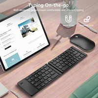 Set Keyboard dan Mouse lipat nirkabel, Keyboard eksternal ponsel Tablet portabel ringan