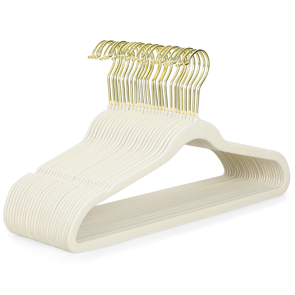 Cintre en velours beige