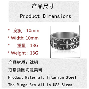 European American Style <b>Titanium</b> Steel Cross <b>Ring</b> Women's Punk Fashion Jewelry Gift Steel Color Geometric Design Irregular - Product Image 2