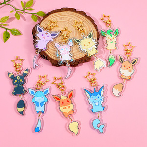 Porte-clés <span class=keywords><strong>en</strong></span> acrylique style <span class=keywords><strong>dessin</strong></span> animé 2D <span class=keywords><strong>Pokémon</strong></span>, pendentif de sac à dos, imprimé UV, Eevee 9 formes, promotion de marchandises <span class=keywords><strong>en</strong></span> plastique écologique - Product Image 3