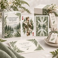 Cartes de jeu personnalisées pour livre d'or de mariage, motif fougère de Washington, messages de mariage, portrait de couple aquarelle, personnalisé, écologique