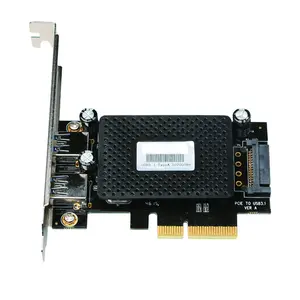 10Gb/s PCI Express PCIe to 2 ports 2x USB 3.1 Type A Riser Card Adapter with SATA 15 Pin connector