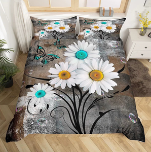 Sang trọng 3D 5D in hoa giường Bộ Vua Kích thước Polyester vỏ gối nhà sử dụng Duvet cover Bộ 3 cái - Product Image 4