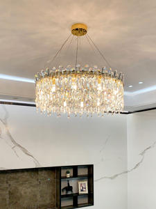 高級ゴールド K9 クリスタルシャンデリア LED モダンペンダント照明器具ホテルの階段結婚式の装飾寝室ダイニングルーム用 - Product Image 2