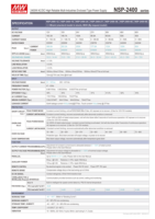 Alimentation électrique AC/DC Meanwell NSP-2400- 12/15/24/27/36/ 48/60 V 2400W avec PFC intégré pour équipements médicaux, télécoms et industriels