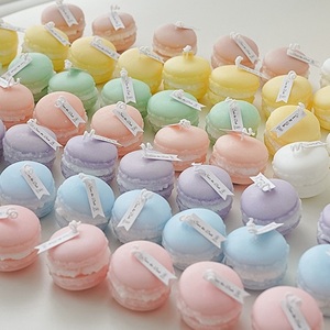 Décor de fête décor à la maison créatif mignon simulé Desserts alimentaire en forme de macaron bougie parfumée - Product Image 2