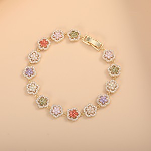 Bracelet en cristal en forme de fleur, alliage de cuivre, micro-insertion, bijoux pour femmes à porter au quotidien - Product Image 4