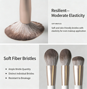 Ensemble <span class=keywords><strong>professionnel</strong></span> <span class=keywords><strong>de</strong></span> 18 pinceaux <span class=keywords><strong>de</strong></span> <span class=keywords><strong>maquillage</strong></span> en poils synthétiques ultra-doux à séchage rapide avec pinceau éventail et manche en bois pour le visage et les yeux - Product Image 3