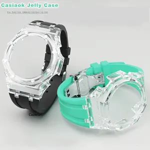 ل Casiao TransparentCase ساعة بحزام مطّاطي طقم عصري Voor GA2100 2110 Gma S2100 اكسسوارات محول Voor GA-100 110 120