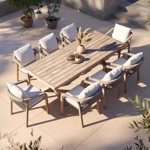 Ensemble de salon de jardin et de salle à manger extérieur, meubles en bois de style scandinave pour balcons en plein air et détente pour hôtels et maisons - Product Image 1