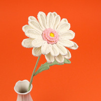 Bunga Gerbera Rajut Buatan Tangan, Bunga Rajut Dekorasi Rumah, Bunga Artifisial untuk Dekorasi Pernikahan, Buket Bunga Rajut