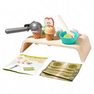 Carrito de Helados de Madera para Niños, Juguete de Simulación de Cocina con Helados, Cuchara y Menú - Product Image 6