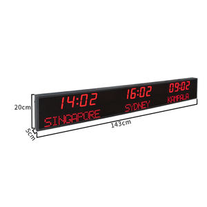 Nouvelle horloge murale CHEETIE CP30C 2026 personnalisable avec LED rouges pour les étiquettes de zone et la date, grande horloge à fuseaux horaires mondiaux - Product Image 6