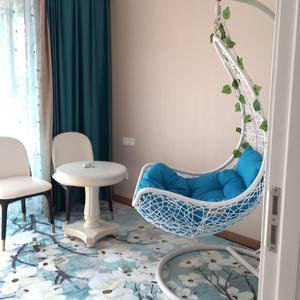 Sillón Colgante Tipo Cesta, Columpio de Hierro, <span class=keywords><strong>Cuna</strong></span> para Adultos, Diseño de Nido de Pájaro, Mueble de Interior/Exterior para Balcón, Mueble Metálico con Diseño Pastoral y Cojín - Product Image 4