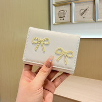 Dompet Mini Lipat Tiga Korea Versi Baru, Segar dan Manis dengan Warna Kontras, Dompet Pendek Kompak untuk Pelajar