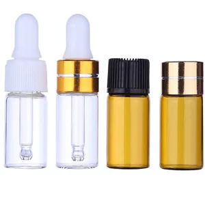 Botol Penitis Kaca Bening, Penitis 1Ml Minyak Esensial Sampel Penitis untuk Perjalanan Minyak Esensial Parfum Cair Kosmetik