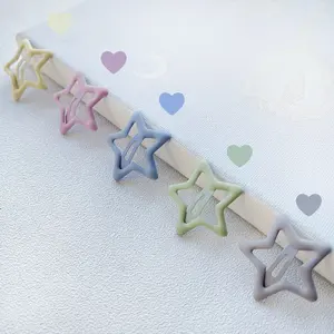 Morandi Color Baby Girls And Children Students Cute And Sweet 5 Point Star BB Clip Colorful Matte Metal Star Hairpin