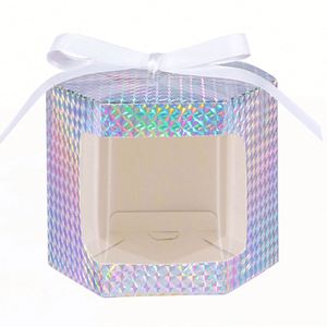 Hexagonal Gift <b>Boxes</b> with Display Windows, Premium Paper <b>Boxes</b> with Lids for Crafting, <b>Cakes</b>, Candy for <b>Wedding</b> Party - Product Image 4