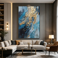 Peinture à l'huile abstraite moderne peinte à la main avec feuille d'or, texture 3D de luxe, pour décoration murale d'hôtel, de bureau ou de maison (vente en gros)