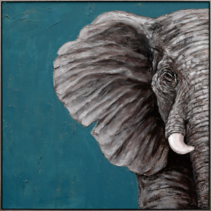 Dipinto a Olio Tradizionale con Mezzo Ritratto di Elefante, Sfondo <span class=keywords><strong>Verde</strong></span> <span class=keywords><strong>Acqua</strong></span>, Decorazione Murale Artistica per Arredamento Casa - Product Image 3