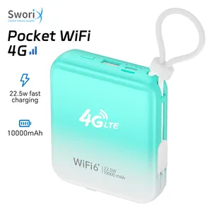 Wifi6 router 4g lte cat4 saku, tampilan mifi pengisian daya super cepat slot kartu SIM tahan api hotspot wifi nirkabel seluler 10000mAh