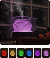 Diffuseur d'arômes pour la maison, décoration aromathérapie, diffuseur d'arômes en forme de fleur 300 ml, diffuseur d'arômes avec couvercle transparent, humidificateur à ultrasons à brume froide