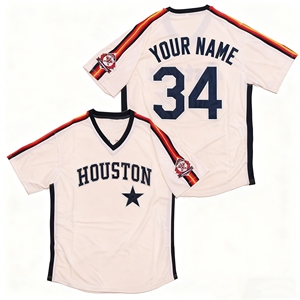 カスタム野球ユニフォーム卸売 ポリエステル刺繍 レトロ ヴィンテージ 多様な技法 メキシコ ヒューストン ソフトボールシャツ - Product Image 3