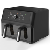 Friteuse à air double panier moderne 5,5+5,5L à commande par bouton, sans huile, sans fumée, multifonction, cuisson rapide, pour la maison - Meilleures ventes