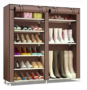 Tragbare Stiefel Schuh Rack Regale Freistehende Schuh Organizer mit nicht-woven Stoff Abdeckung Grau