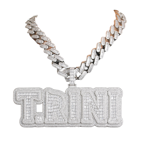 Custom Iced Out Letter Pendant Necklace Zinc Alloy Moissanite <b>Name</b> Charm Hip Hop Link <b>Chain</b> Party Jewelry - Product Image 4