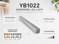 Perfil de Aluminio para Iluminación de Muebles, Decoración de Armarios y Vestidores, Cuerpo Delgado, Antideslumbrante, YB1022-33