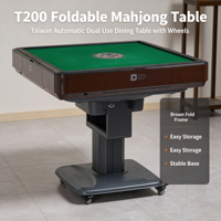 Table de Mahjong automatique de style taïwanais T200, pliable, 2 en 1, double usage, Mahjong et table de jeu carrée pour la maison