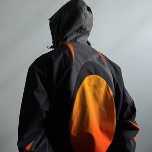 Veste coupe-vent à blocs de couleurs pour hommes avec capuche Streetwear surdimensionné vêtements d'extérieur imperméables veste de sport décontractée à la mode - Product Image 6