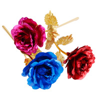 Cadeau de saint-valentin plaqué or 24K, fleur de Rose dorée, cadeau de vacances, décoration de fête de mariage avec boîte de détail
