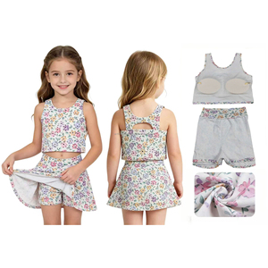 Conjuntos de Yoga de Verano para Niñas con Lazos a Cuadros Negros, Estilo Boutique Personalizado, Venta al por Mayor, Ropa Deportiva de Tenis para Niños, Nueva Moda, Ropa de Fábrica - Product Image 6