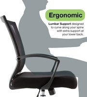 Chaise de bureau exécutive ergonomique moderne, confortable, pivotante, réglable en hauteur, dossier en maille noire, accoudoirs, pour bureau à domicile