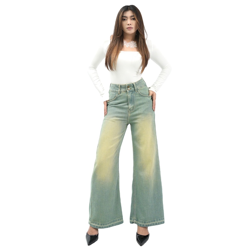 Premium Blue High Waist Wide Leg