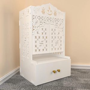 Templo Casero de Madera con Puerta, Mandir de MDF con Cajón para Hogar u Oficina, Mandir de Pie para Armar - Product Image 4